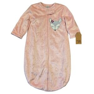 Chick Pea Pink Heart Fleece Baby Sleep Sack Fox Applique 3-6M Wearable‎ Blanket